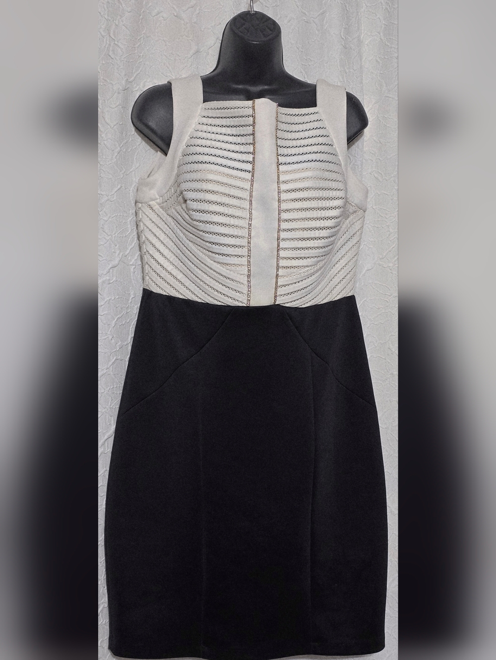 Melrose Womens Black Ivory Gold Sleeveless Dress with Rhinestone Accents Size 12